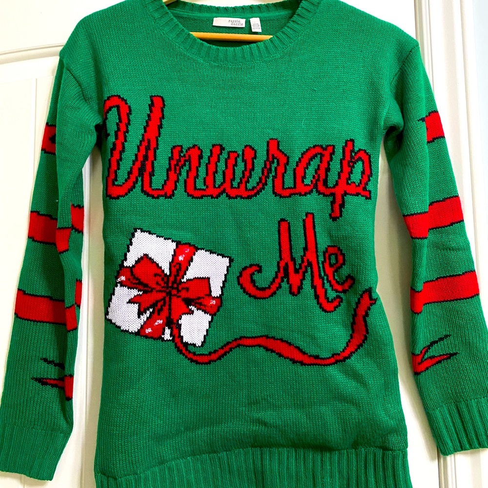 Holiday Ugly Sweater with Lights, “Unwrap Me”